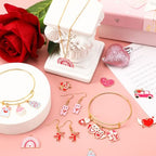 MARFOREVER 40 Pcs/20 Pairs Valentines Charms for Jewelry Making, Heart Charms for Jewelry Making Gold Enamel Red Pink Romantic Love Charm Pendants for Valentine's Day Bracelet Necklace Earrings Making - style: Valentines