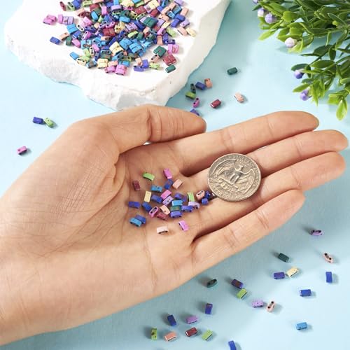 Pandahall 440Pcs Multi-Strand 2 Hole Tila Beads - Synthetic Hematite & Colorful Seed Beads for DIY Jewelry Making - color: Hematite 11 Colors, 440pcs