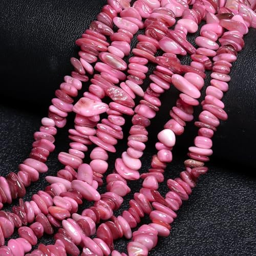 Chip Shell, 260pcs 5-8mm Irregular Shell Beads with Holes, Peach Pink Shell & Rose Quartz Like Chip Beads for Jewelry Making - color: Peach Pink