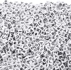 DAHI 1000pcs Cube Letters Square Alphabet A-Z Acrylic Letter Beads for Jewelry Making (Black White 6x6mm) - color: black white 6x6mm