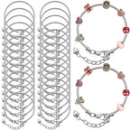 Hicarer 20 Pcs Chain Bracelet for Jewelry Making Women DIY Adjustable Snake Charm Bracelet with Heart Shape Extender Chain(Silver) - color: Silver