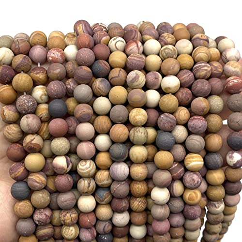 ABCGEMS Velvet-Matte-Finished American Sunset Mookaite Beads (Enhance The Stone's Inherent Texture and Nature Hues with a Non-Glare Aesthetic) Smooth Round 8mm (Non-Shiny) - color: Sunset Mookaite (From USA)
