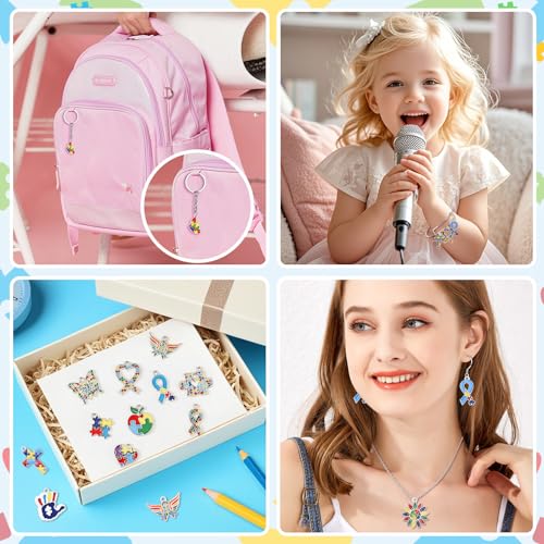 MARFOREVER 40Pcs/20 Pairs Autism Awareness Charms, Autism Charm for Jewelry Making, Autism Alloy Puzzle Pendants for Bracelet Necklace Earrings Making Accessories Autism Awareness Stuff - style: Autism Awareness