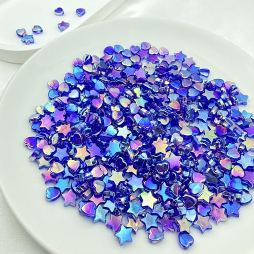 450 Pcs Acrylic Crystal Beads - AB, Star, Heart Shapes for Jewelry Making - DIY Bracelet, Necklace, Earrings (Sapphire Blue) - color: Sapphire Blue