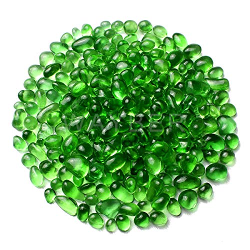 WAYBER Glass Stones, 1Lb/460g Irregular Sea Glass Pebbles Non-Toxic Artificial Gemstones for Vase Filler/Handmade Gift/Terrarium Flowerpot Aquarium Turtle Tank Decoration, Green - color: Green