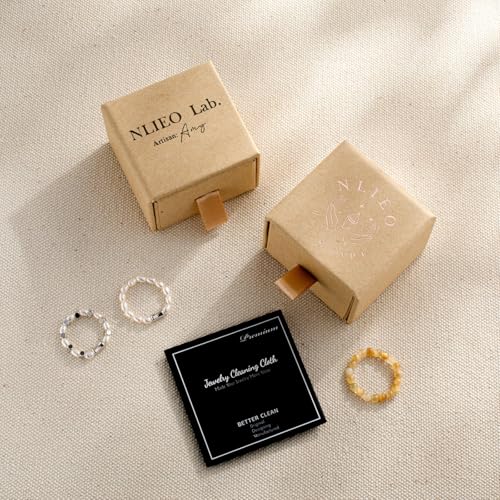 NLIEO Natural Gemstone Stretch Beaded Rings for Women Stackable Dainty Elastic Crystal Rings Jewelry - style: Golden Tigers Eye