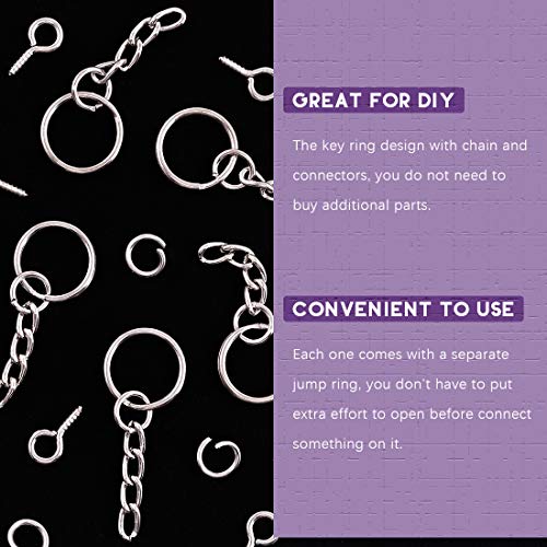Swpeet 450Pcs 3/5" 15mm Sliver Key Chain Rings Kit, Including 150Pcs Keychain Rings with Chain and 150Pcs Jump Ring with 150Pcs Screw Eye Pins Bulk for Jewelry Findings Making (15mm, Sliver) - color: Sliver, size: 15mm
