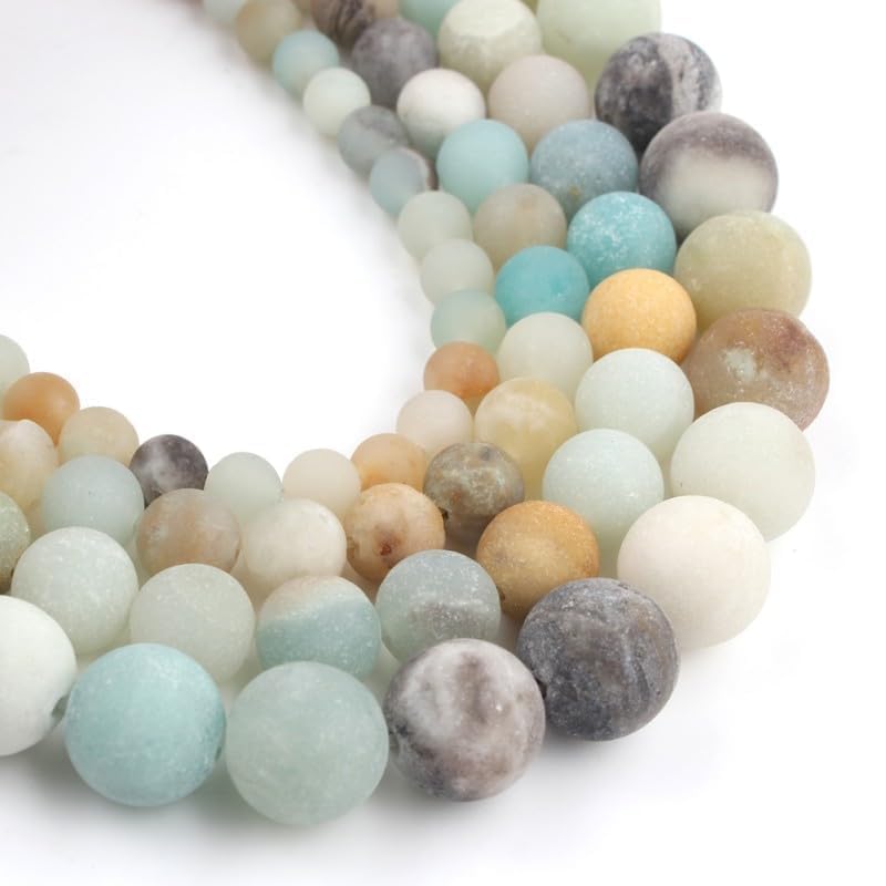 Stone Beads, 45pcs Matte Amazonite, 8mm Round Loose Beads for Jewelry Making, Bracelets, with Bag, String & Card - color: Matte Amazonite Beads, size: 8mm