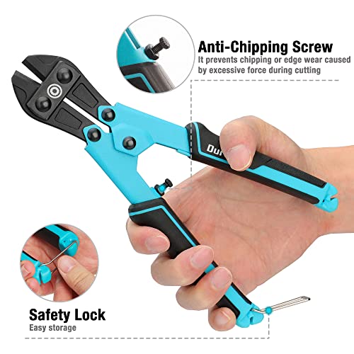 DURATECH 3-Piece Bolt Cutter Pliers Set, 14" Heavy Duty, 8" Mini, 8" Wire Cable Cutter with Carrying Case, Ergonomic Handle, Cr-V Blade for Bolts, Rivets, Chains, Wires - size: 8" Cable Cutter + 8" Bolt Cutter +14" Bolt Cutter