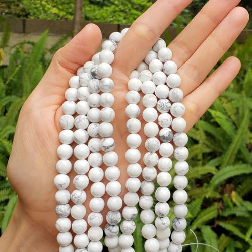 90pcs Adabele Natural White Howlite Healing Gemstone 4mm (0.16 inch) Small Round Beads Gem Stone Spacer for DIY Craft Jewelry Making GY4-4 - color: Howlite, size: 4mm (90pcs/1 Strand)