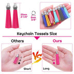 Paxcoo Tassels for Jewelry Making, 50pcs Leather Tassel Keychain Charms Bulk with 50pcs Jump Rings for Jewelry Making, Bracelets, Acrylic Key Chain Blanks and Craft Supplies - size: 55 mm