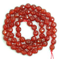 AD Beads Natural Gemstones Faceted Round Spacer Loose Beads 15.5'' 4mm to 10mm (6mm, Faceted Red Agate) - color: Faceted Red Agate, size: 6mm
