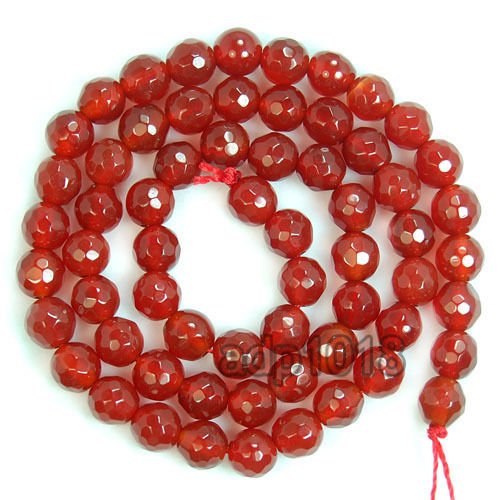 AD Beads Natural Gemstones Faceted Round Spacer Loose Beads 15.5'' 4mm to 10mm (6mm, Faceted Red Agate) - color: Faceted Red Agate, size: 6mm