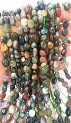 6-8mm Natural Indian Agate Nuggets Oval Free Tumbled Pebble Semi Precious Gemstone Loose Stone Beads Approx 15.5 inch for DIY Jewelry Making - color: Indian Agate