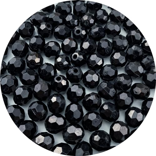 800pcs 6mm Acrylic Round Crystal Faceted Beads for Crafts Spacer Beads for Jewelry Making Necklaces Bracelets Earrings DIY Decoration(Black) - color: Black, size: 6mm