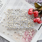 Amaney 600pcs Gold Number Beads 0-9 Symbol # Heart Acrylic Beads 7x4mm White with Storage Box - color: GoldBoxed, size: 7x4mm