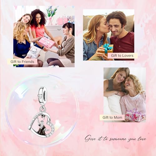 Love Family Friendship Graduation Mothers Nurses Day S925 Bead Pendant Charms for Pandora Bracelets Necklaces, Gifts Women, for Anniversary Birthday Valentines Day Christmas, Silver Gold - style: Grad-Happy Graduation Heart Charm