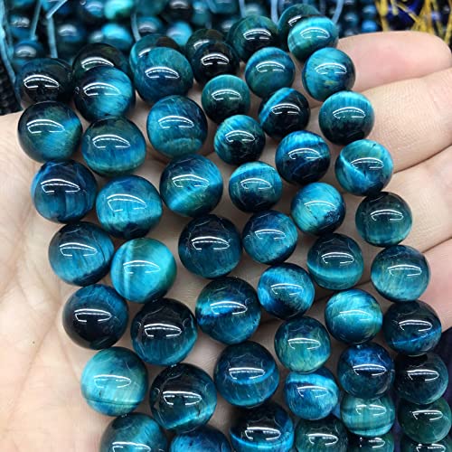 4mm 90pcs Blue Tiger Eye Gemstone Loose Beads Natural Round Stone Beads for Jewelry Making 1 Strand 15" (Blue Tiger Eye, 4mm) - color: Blue Tiger eye, size: 4mm