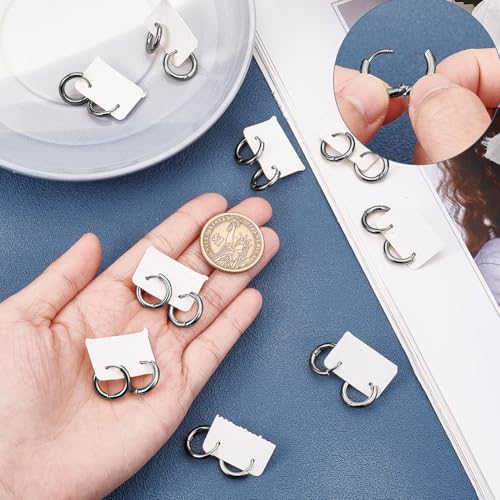 SUNNYCLUE 1 Box 24Pcs Huggie Hoop Earring Findings Black Stainless Steel Earrings Hoops Bulk Metal Round Clasp Lever Backs Huggie Small Findings Ear Hooks for Jewelry Making Women Supplies DIY Craft - style: Style 2