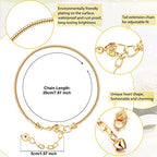 Junkin 12 Pcs Snake Chain Charm Bracelet with Heart Lobster Clasp Extender Adjustable Christmas DIY Metal Bracelet Chain for Women Jewelry Making Gifts Supplies 7.87 Inches - color: Gold