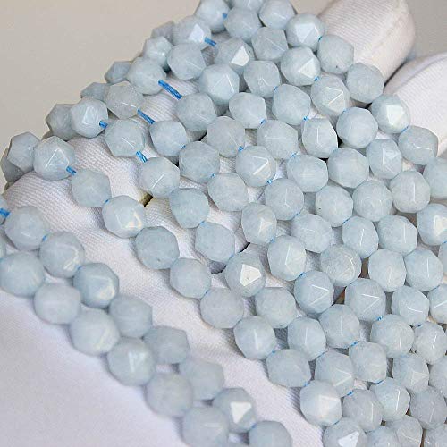 MJDCB Best Sellers Natural Stone Beads Faceted Polygon Aquamarine Crystal Energy Stone Healing Power for Jewelry Making(8mm) - color: Aquamarine