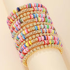 12pcs Friendship Bracelets Beaded Bracelets Heishi Bracelet Cute Bracelets Stack Vinyl Clay Disc Bead Surfer Stretch Summer Beach Bracelets For Women Preppy Bracelets - color: B-2 color