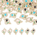 FASHEWELRY 30Pcs Heart Crystal Rhinestone Pendants Valentine Day Love Heart with Rose Flower Charms Light Gold Metal Dangle Charms for Bracelet Necklace Earring Jewelry Making Craft - color: Heart with Flower-3 Colors