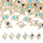 FASHEWELRY 30Pcs Heart Crystal Rhinestone Pendants Valentine Day Love Heart with Rose Flower Charms Light Gold Metal Dangle Charms for Bracelet Necklace Earring Jewelry Making Craft - color: Heart with Flower-3 Colors