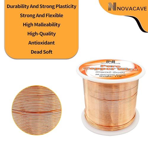 Copper Wire for Jewelry Making, Dead Soft 1 LB Spool Jewelry Wire (20 Gauge, 330Ft) for Beading, Electroculture Gardening,DIY Artwork - size: 20GA