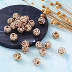 Craftdady 30Pcs 12mm Crystal Rhinestone Rondelle Spacer Beads Light Gold Disco Ball Loose Beads for Jewelry Making - color: Light Gold-12x10mm