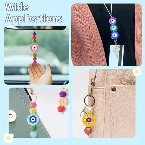LiQunSweet 12 Pcs 6 Colors Flat Round Silicone Beads Silicone Beads Evil Eye Beads for Bracelet Beaded Necklace Pens Jewelry Making DIY Craft - color: Evil Eye Silicone Beads_12 Pcs