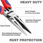 WORKPRO Premium 8” Needle Nose Pliers, Paper Clamp Precision, Heavy-Duty CRV Steel, Large Soft Grip with Wire Cutter, Long Nose Cutting Pliers, W031269 - style: 8-inch