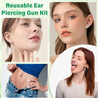 Reusable Ear Piercing Gun Kit, Professional Ear Piercing Machine with Stainless Steel Piercing Earrings Studs, Crystal Earrings for At Home Salon Earlobe Cartilage Helix Tragus Piercing Tool Set - color: Black