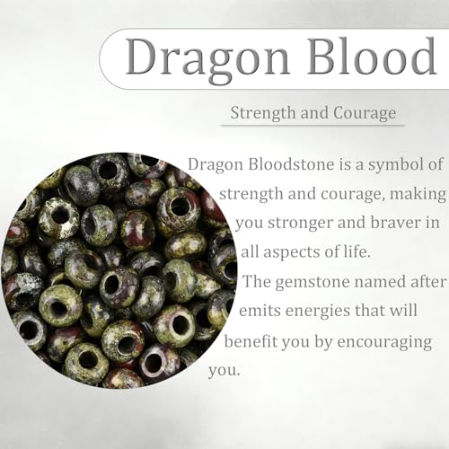 20Pcs Natural Dragon Blood Large Hole Beads, 8x14mm Rondelle Gemstone Spacer Beads 6mm Big Hole for Jewelry Making, Beading Bracelets, Macrame & Hair Braiding - color: Dragon Blood