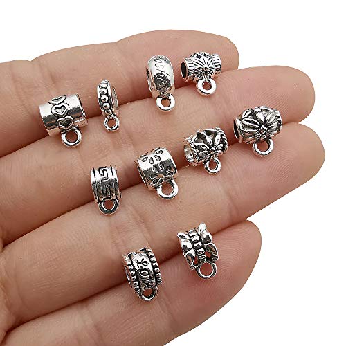 100 pcs Clasp Bail Beads Charms,Bail Tube Beads, Loose Spacer Bead,Bead Hanger Charm for Jewelry Making DIY Necklace Bracelet (M611) - color: M611