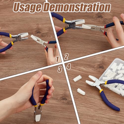FINGERINSPIRE 48 PCS Plastic Flat Nose Plier Replacement Tips White Replacement Jaws for Flat Nose Pliers Plastic Plier Replacement Covers for Nylon Jaw Pliers Jewelry Pliers Tool Replace Accessories