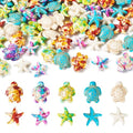 Boutigem 100Pcs Starfish Turtle Beads Turquoise Loose Spacer Beads Summer Ocean Loose Beads 10 Style 13.5-18mm for DIY Earring Bracelet Necklace Keychain Jewelry Making - color: Mixed Color