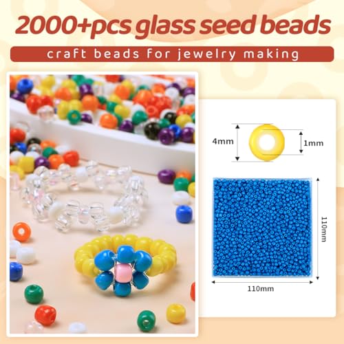 2000pcs Royal Blue Glass Seed Beads, Colorful Tiny 4mm Beads for Jewelry Making, Beading Supplies. - color: Royal Blue