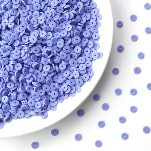 Polymer Clay Beads, 6mm Heishi Bead for Jewelry Bracelets Necklace Making 1000PCS - color: Light purple