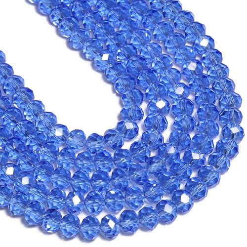 Songxi 8mm 100pcs Glass Beads for Jewelry Making, Faceted Glass Beads for Bracelets Necklace Earring, Arts and Crafts DIY Gemstone Beads, Rondelle Spacer Beads Birthday Gifts for Women (Light Blue) - color: Light Blue, size: 8mm