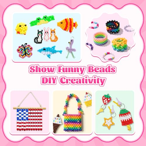 Umikk 18000 Pony Beads Bulk, 60 Colors Plastic 6x9mm Kandi Beads Bulk for Bracelets Making Hair Braiding Jewelry Making DIY Crafts (10.3LB, Shockproof Package) - color: 60colors18000pcs