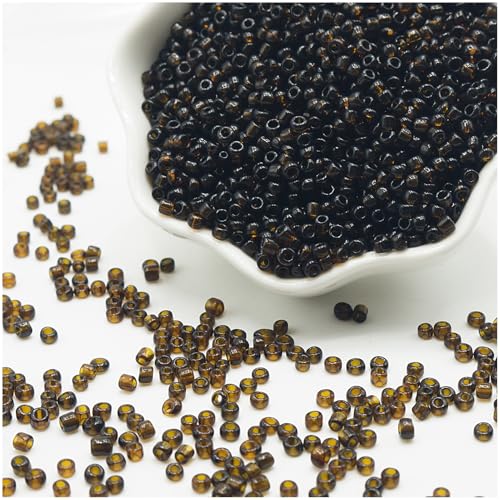 Coffee Color Glass Seed Beads 5000 Pcs, 3mm Small Craft Pony Beads Bulk for Bracelets, DIY Necklace Ring Waist Chain - color: Coffee