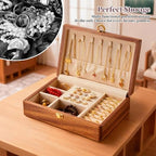 Travel Jewelry Case Small Wood Jewelry Organizer Jewelry Box for Women (Nut-Brown Print A) - color: Nut-Brown Print A