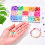 15 Colors 2250 Pcs Clay Beads Kit for Bracelets Making, Flat Round Polymer Spacer heishi Clay Beads for Craft and Jewelry Making - color: Pure Clay Beads Set-about 2250pcs