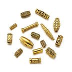 Beadthoven 150pcs/Box Tibetan Style Alloy Column Beads Mixed Antique Golden Metal Oval Cuboid Shuttle Tube Spacers Beads for Bracelet Necklace Jewelry Making Supplies - color: Antique Golden-Column
