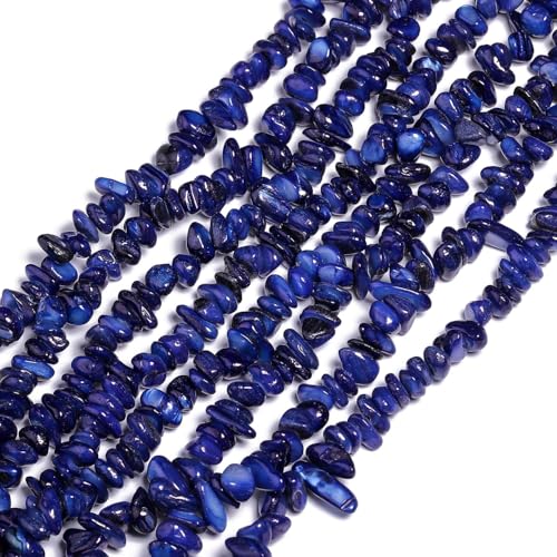 Chip Shell, 260pcs 5-8mm Irregular Shell Beads with Holes, Royal Blue Shell & Lapis Lazuli Like Chip Beads for Jewelry Making - color: Blue