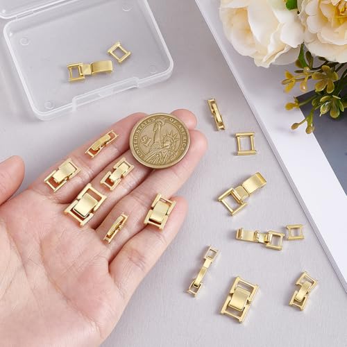 PH PandaHall 12Pcs 24K Gold Plated Foldover Clasps 6 Styles 15~17mm | Watch Band Clasps, Jewelry Extenders Closures Fold Over Clasp for Necklaces Bracelets DIY Jewelry Crafts