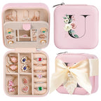 AYGXU Travel Jewelry Box for Women and Girls - Small Case With Initial A-Z - Teacher Gifts - color: pink, size: U