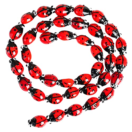 40pcs Ladybug Lampwork Glass Beads Mix Colors - Loose Spacer Beads for Jewelry Making DIY Handmade Crafts (Red)