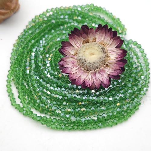 3mm4mm 1100pcs 800pcs Bicone Beads Crystal Glass Faceted Beads for Necklace Bracelet Earrings DIY Jewelry Crafts Making Project (4mm Grass GreenAB) - color: 4mm Grass GreenAB